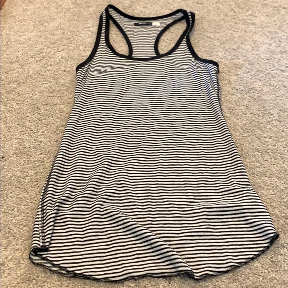 Black and white striped racer back tank top